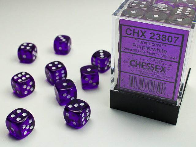 Chessex - Translucent 12mm D6 Set - Purple/White (CHX23807)