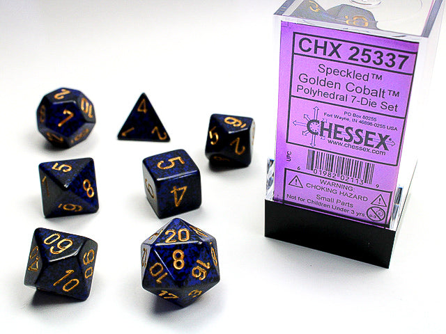 Chessex - Speckled Polyhedral 7-Die Set - Golden Cobalt (CHX25337)