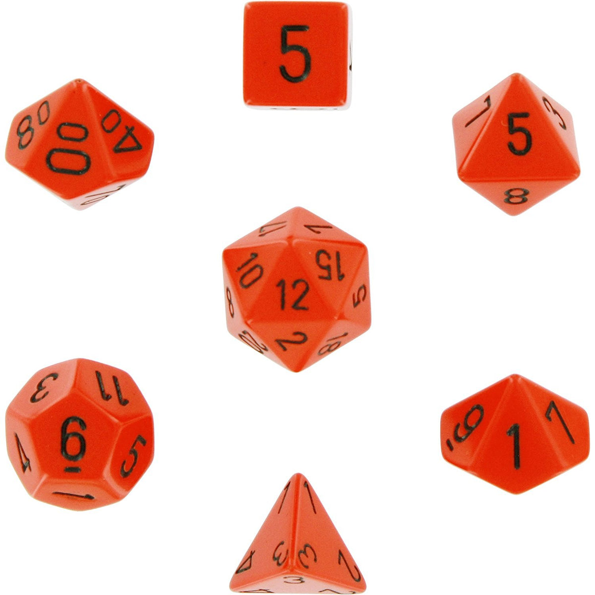 Chessex - Opaque Polyhedral 7-Die Set - Orange/Black (CHX25403)