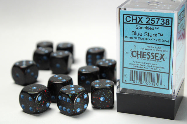 Chessex - Speckled 16mm D6 Set - Blue Stars Block (CHX25738)