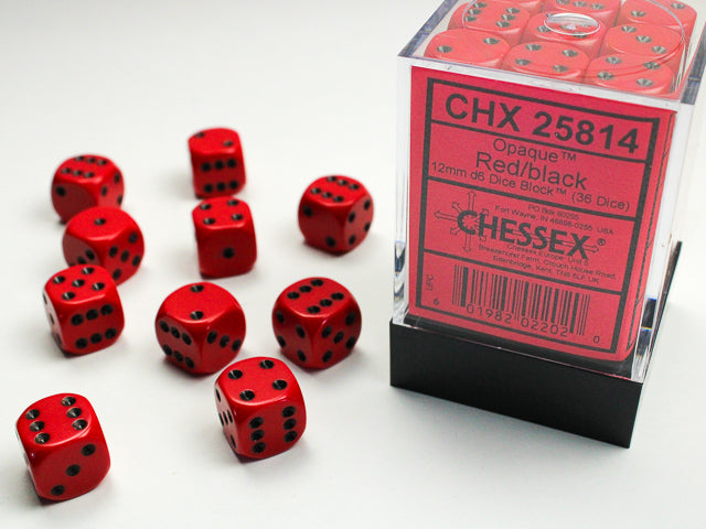 Chessex - Opaque 12mm D6 Set - Red/Black (CHX25814)