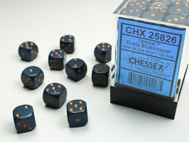 Chessex - Opaque 12mm D6 Set - Dusty Blue/Copper (CHX25826)