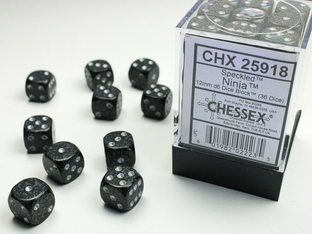 Chessex - Speckled 12mm D6 Set - Ninja (CHX25918)