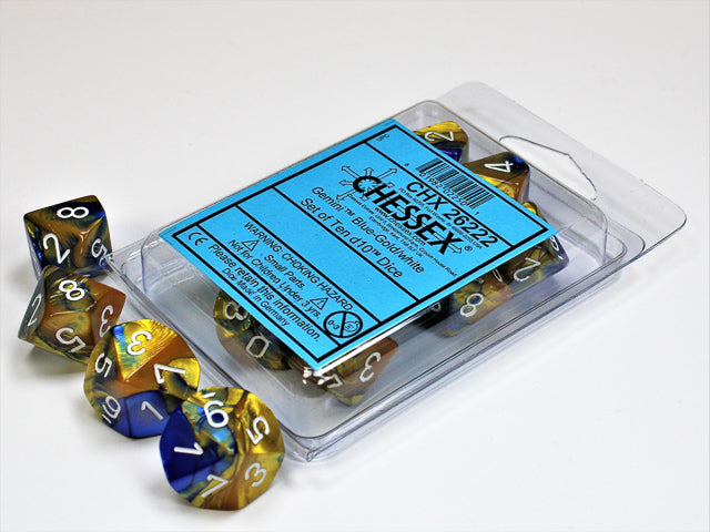 Chessex - Gemini Polyhedral D10 Set - Blue-Gold/White (CHX26222)