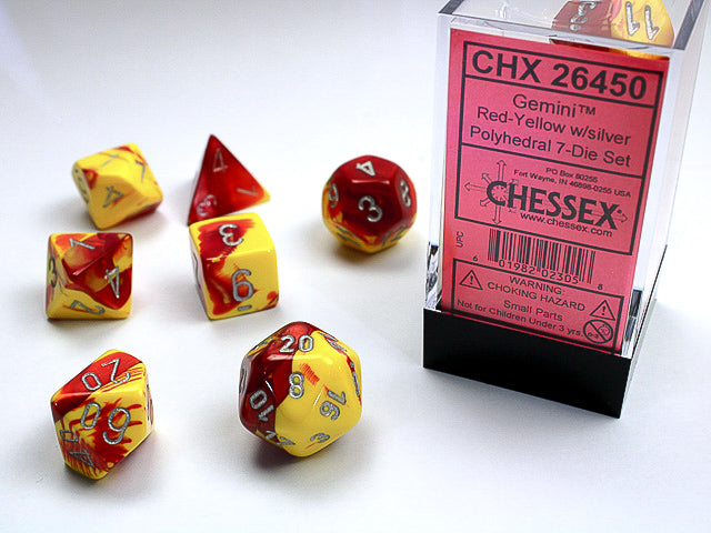 Chessex - Gemini Polyhedral 7-Die Set - Red Yellow/Silver (CHX26450)