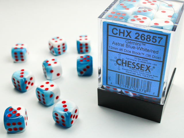 Chessex - Gemini 12mm D6 Set - Astral Blue White/Red (CHX26857)