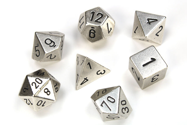 Chessex - Metal Polyhedral 7-Die Set - Silver (CHX27021)