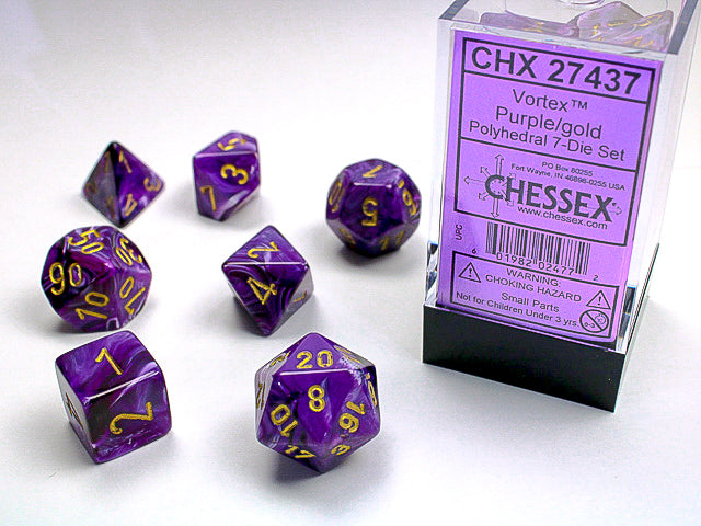 Chessex - Vortex Polyhedral 7-Die Set - Purple/Gold (CHX27437)
