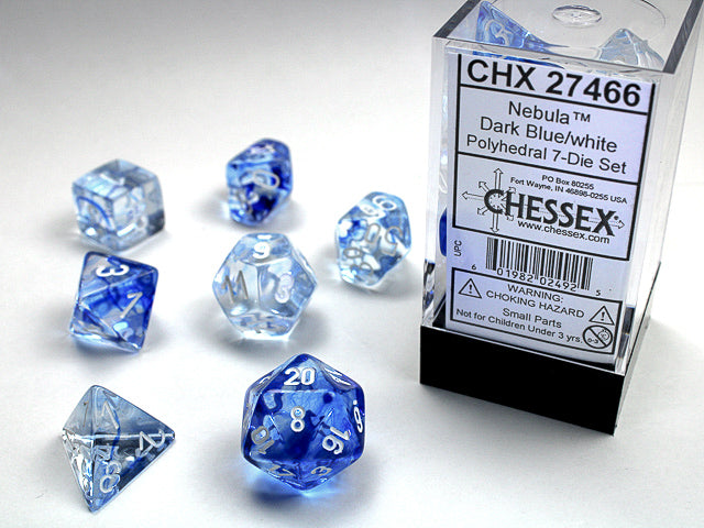 Chessex - Nebula Polyhedral 7-Die Set - Blue/White (CHX27466)