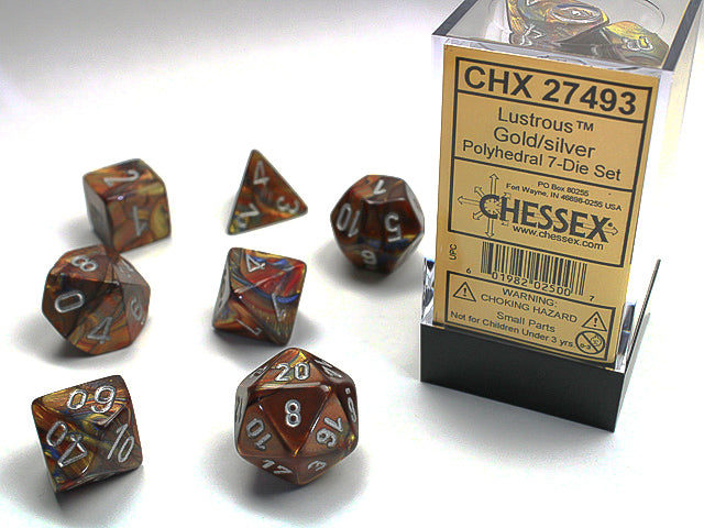 Chessex - Lustrous Polyhedral 7-Die Set - Gold/Silver (CHX27493)
