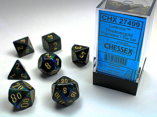 Chessex - Lustrous Polyhedral 7-Die Set - Shadow/Gold (CHX27499)