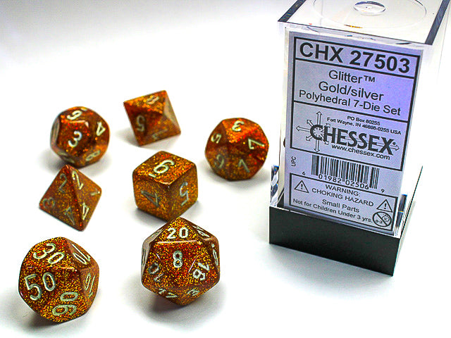 Chessex - Glitter Polyhedral 7-Die Set - Gold/Silver (CHX27503)