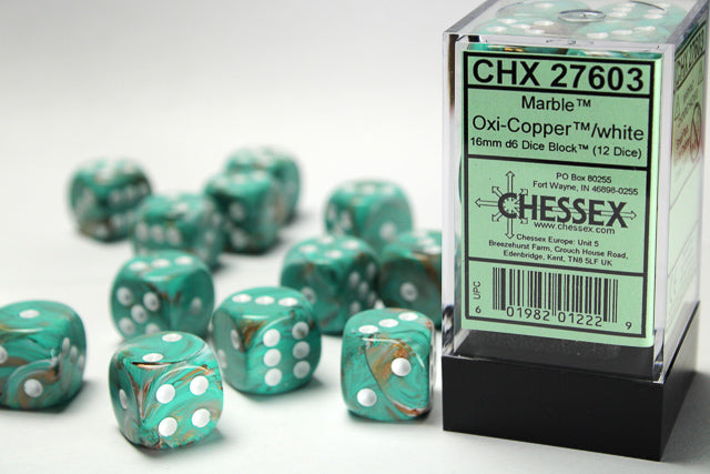 Chessex - Marble 16mm D6 Set - Oxi Copper/White (CHX27603)