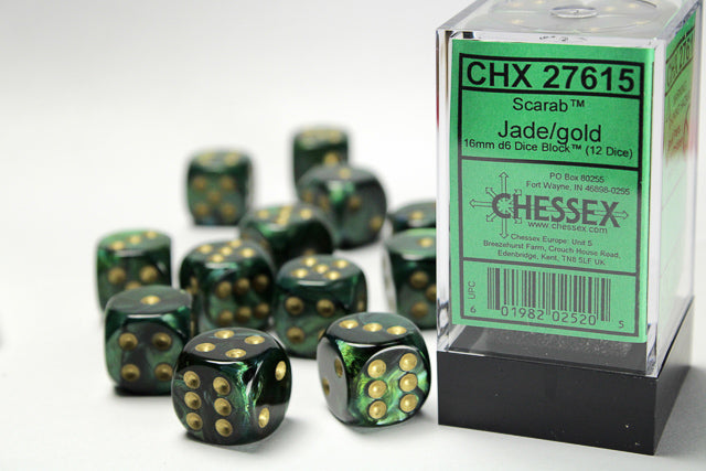 Chessex - Scarab 16mm D6 Set - Jade/Gold (CHX27615)