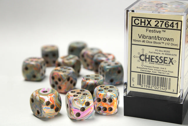 Chessex - Festive 16mm D6 Set - Vibrant/Brown (CHX27641)