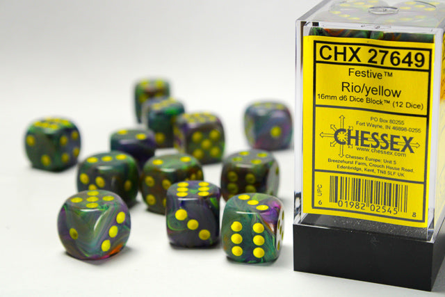 Chessex - Festive 16mm D6 Set - Rio/Yellow (CHX27649)