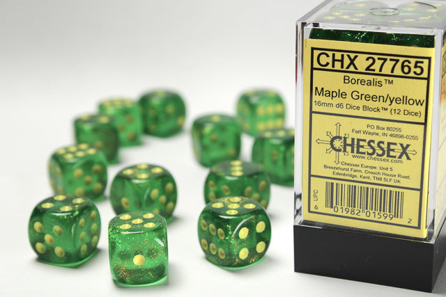 Chessex - Borealis 16mm D6 Set - Maple Green/Yellow (CHX27765)
