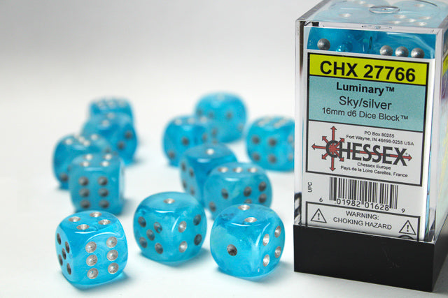 Chessex - Luminary 16mm D6 Set - Sky/Silver (CHX27766)