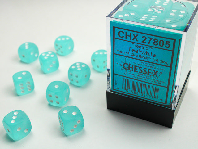 Chessex - Frosted 12mm D6 Set - Teal/White (CHX27805)