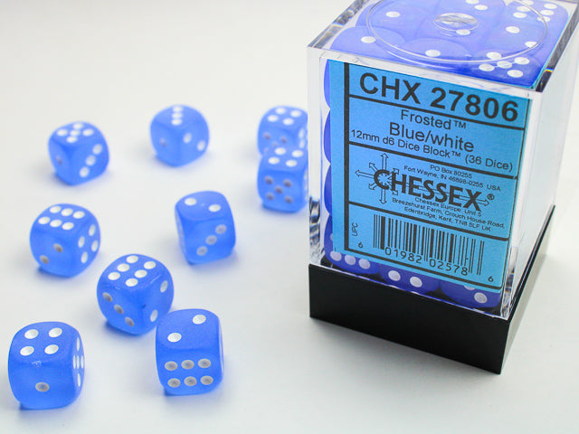 Chessex - Frosted 12mm D6 Set - Blue/White (CHX27806)