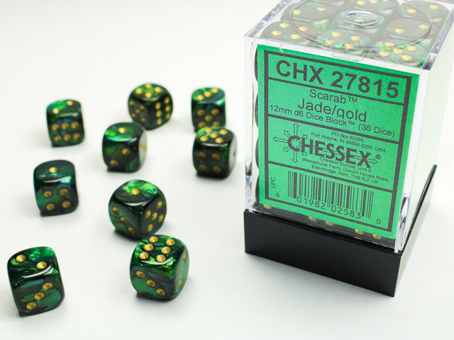 Chessex - Scarab 12mm D6 Set - Jade/Gold (CHX27815)