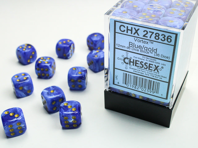 Chessex - Vortex 12mm D6 Set - Blue/Gold (CHX27836)