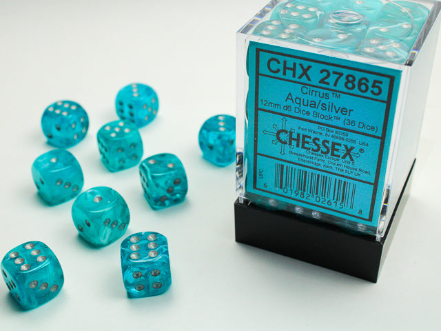 Chessex - Cirrus 12mm D6 Set - Aqua/Silver (CHX27865)