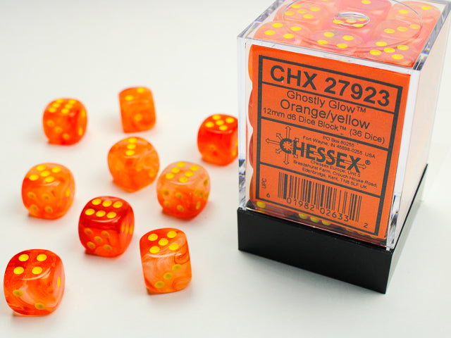 Chessex - Ghostly Glow Polyhedral 7-Die Set - Orange/Yellow (CHX27923)