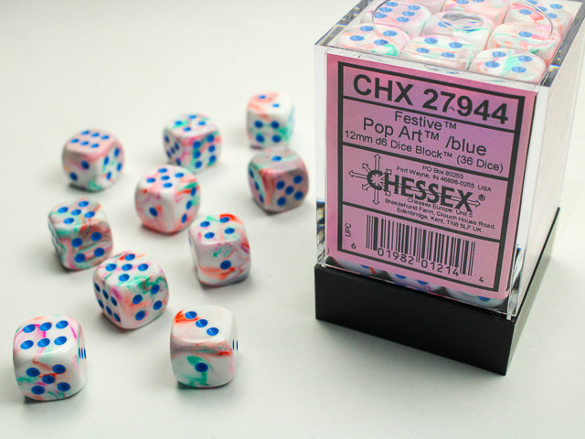 Chessex - Festive 12mm D6 Set - Pop Art/Blue (CHX27944)
