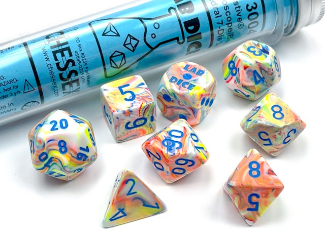 Chessex - Festive Polyhedral 7-Die Set - Kaleidoscope/Blue (CHX30047)