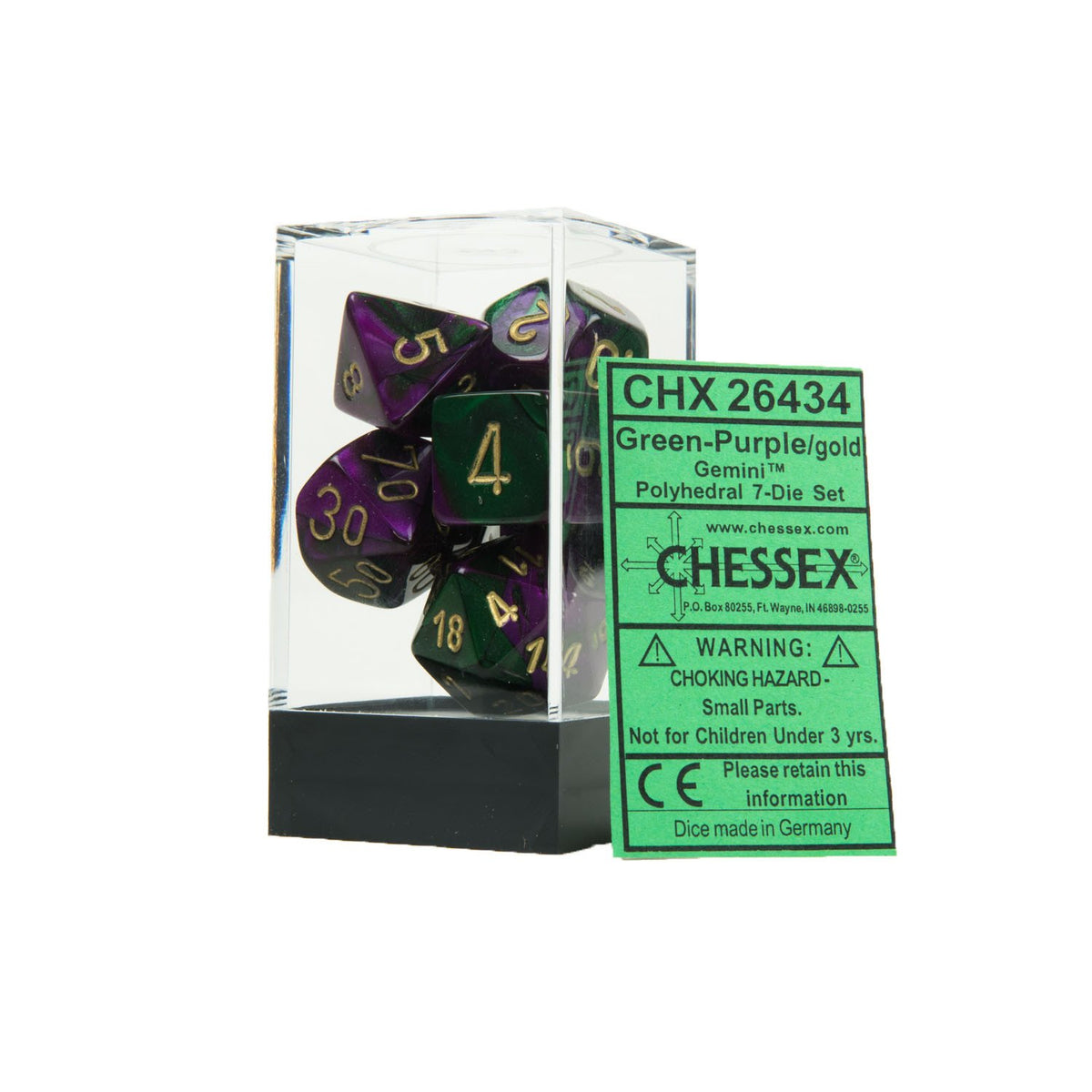 Chessex - Gemini Polyhedral 7-Die Set - Green Purple/Gold (CHX26434)