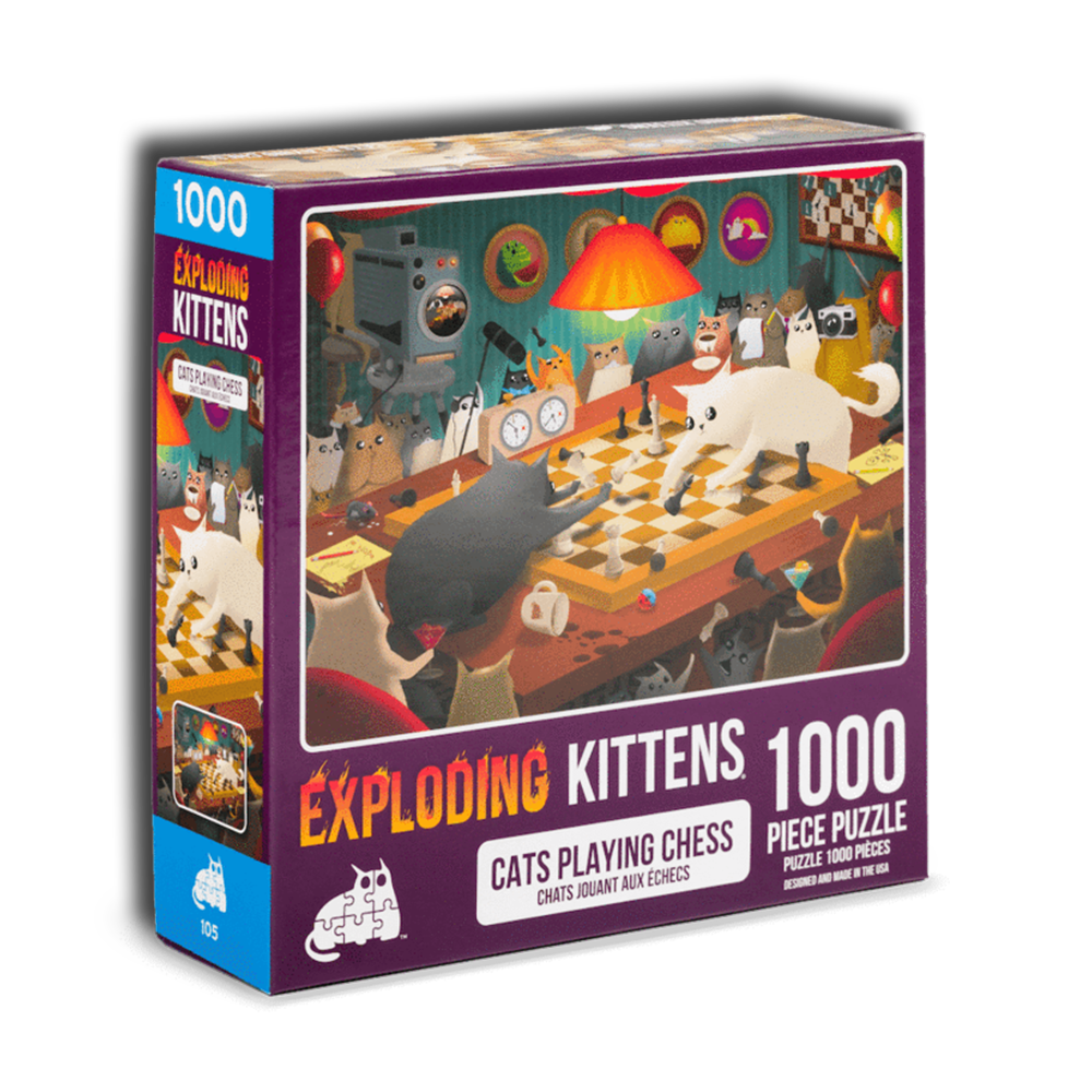 Exploding Kittens Cats Playing Chess 1000 Piece Jigsaw