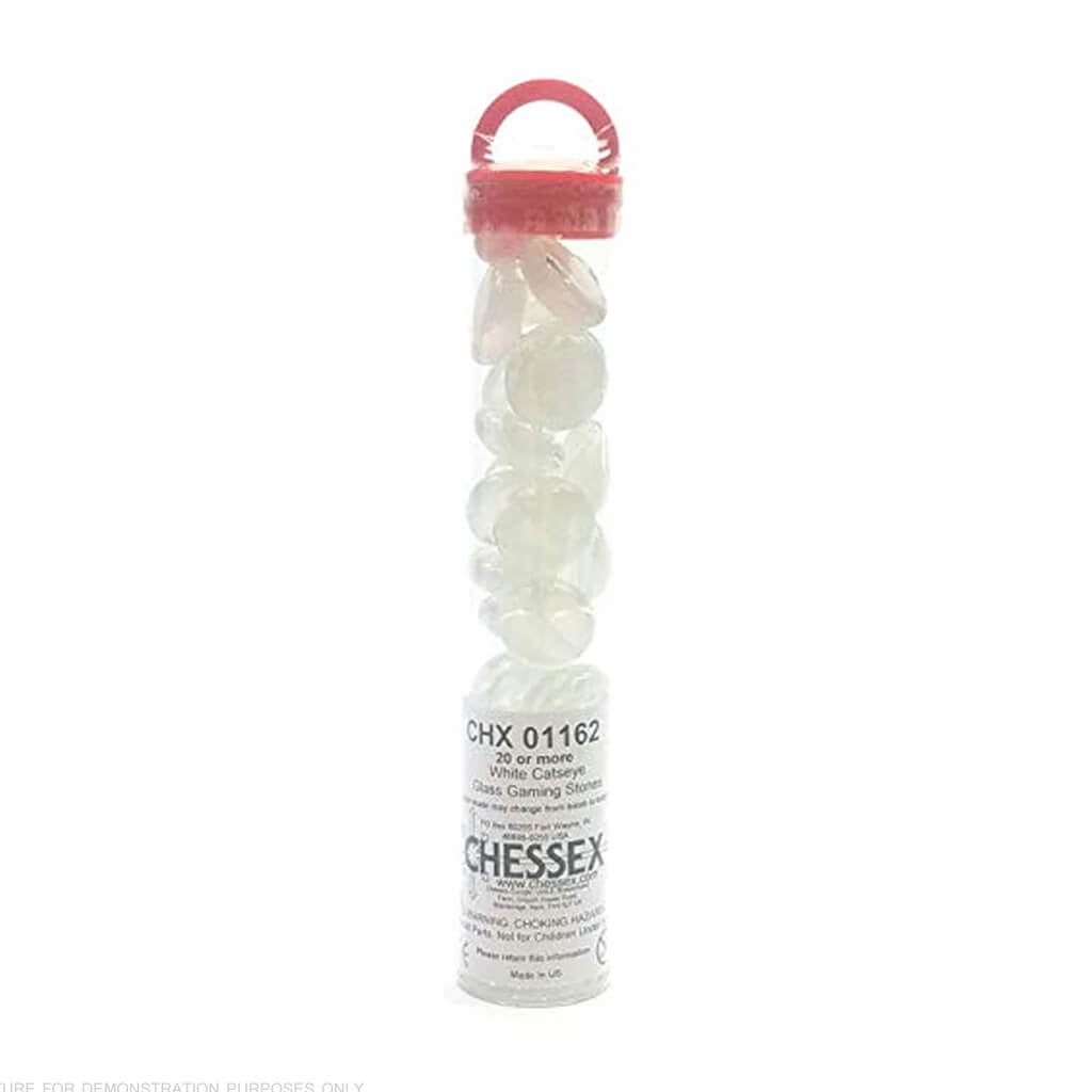 Chessex - White Catseye Gaming Stones Tube (20 Or More)