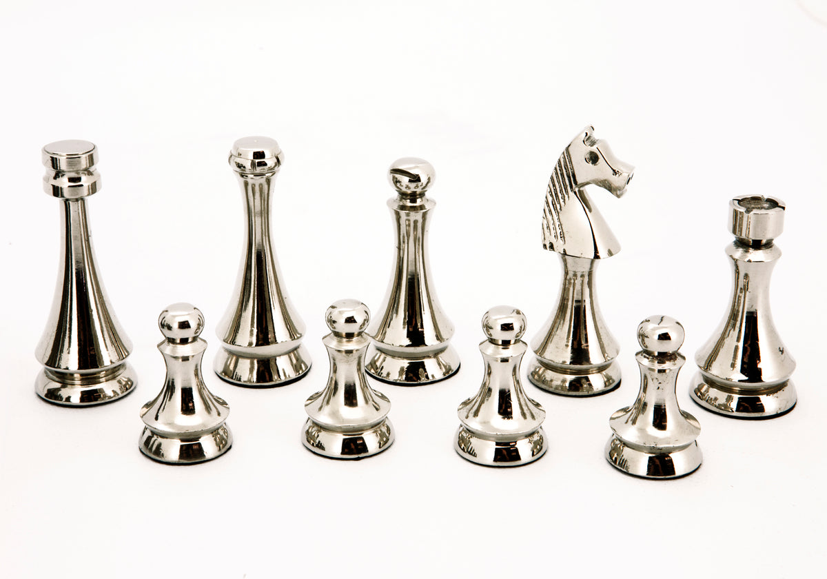 Dal Rossi Italy Chess Pieces Metal Dark Titanium and Silver 85mm Chessmen ONLY