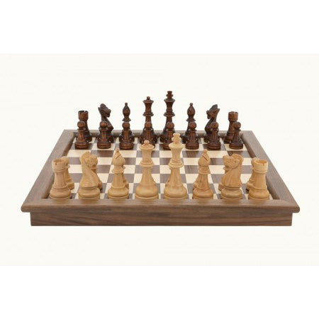 Dal Rossi Chess Set Folding Walnut Inlaid 18 Inch