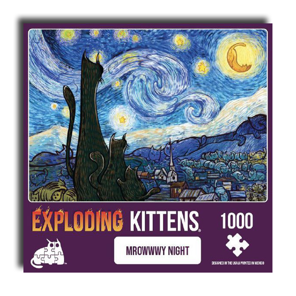 Exploding Kittens Puzzle Mrowwwy Night 1000 Piece Jigsaw