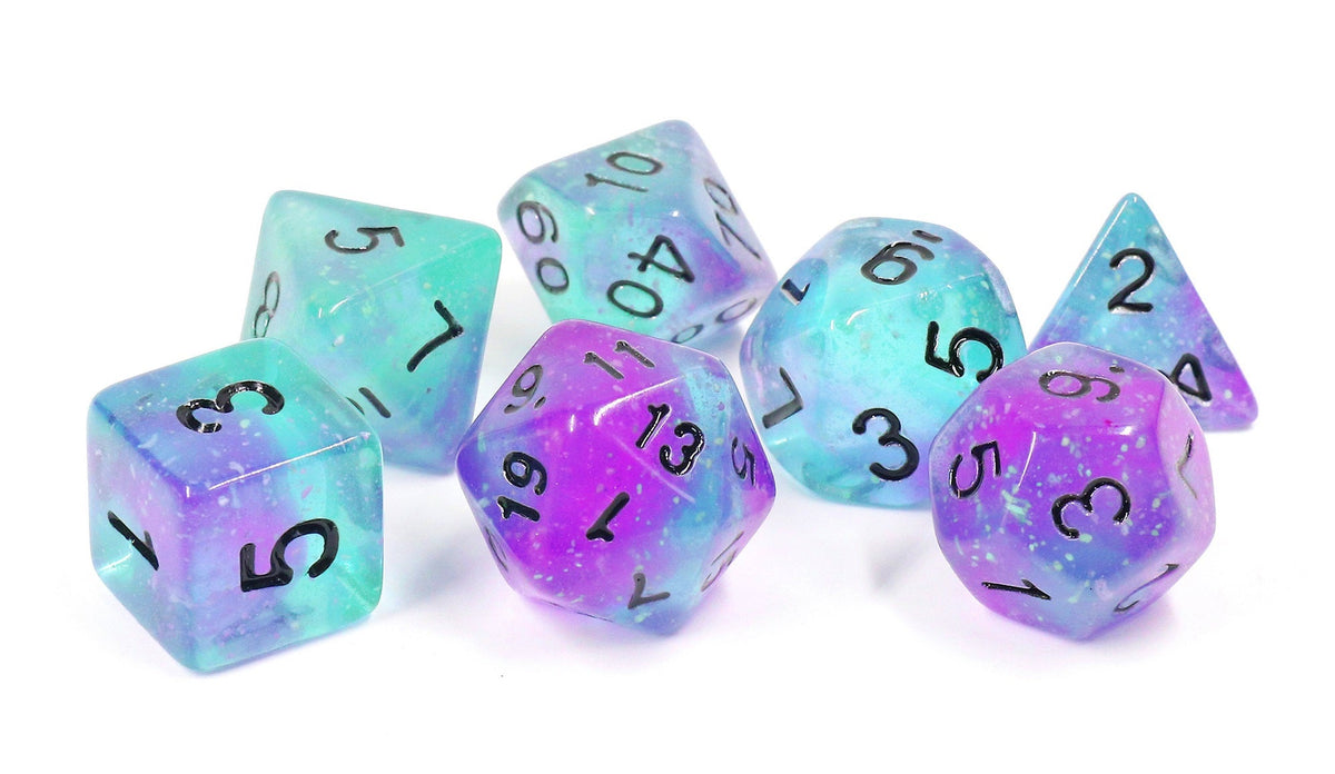 Sirius Dice - Peacock Glowworm Dice Set 7