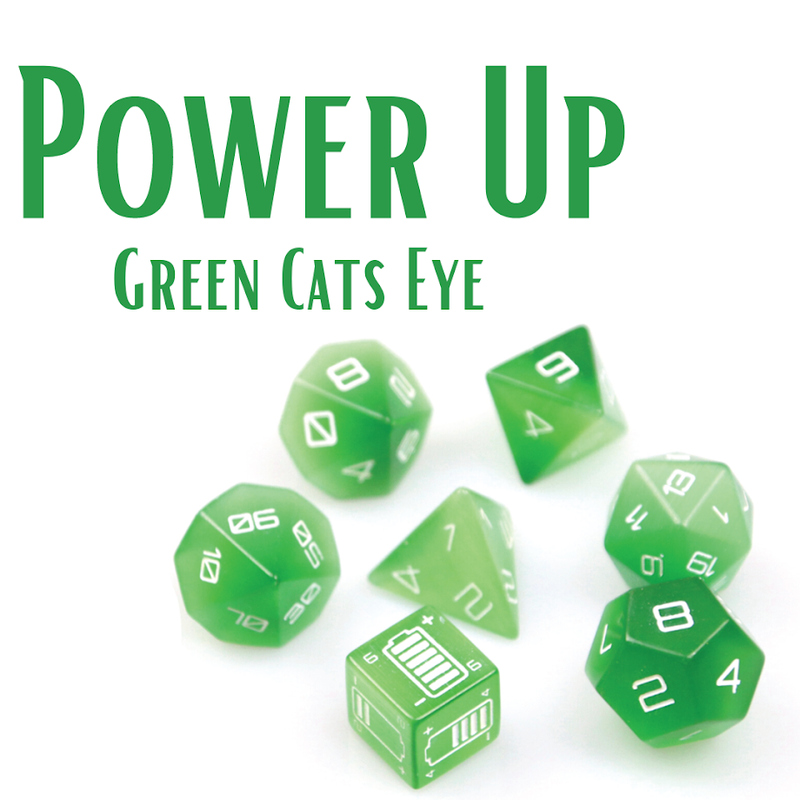 Level Up Dice - Power Up (Green Cats Eye)