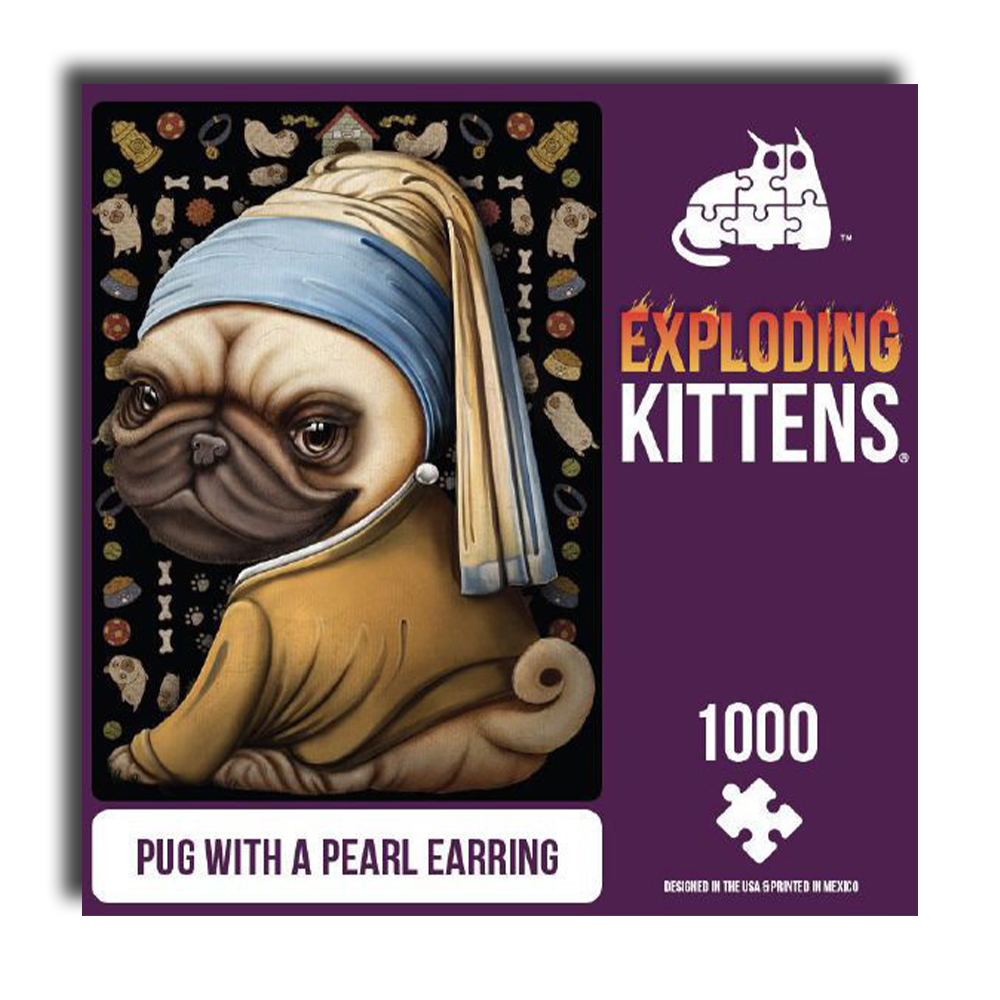 Exploding Kittens Puzzle Pug with a Pearl Earring 1000 Piece Jigsaw