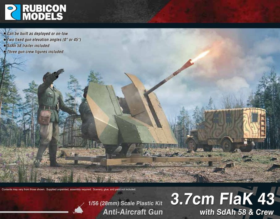 Rubicon Models 3.7cm Flak 43 with SdAh 58 and Crew AntiAircraft Gun
