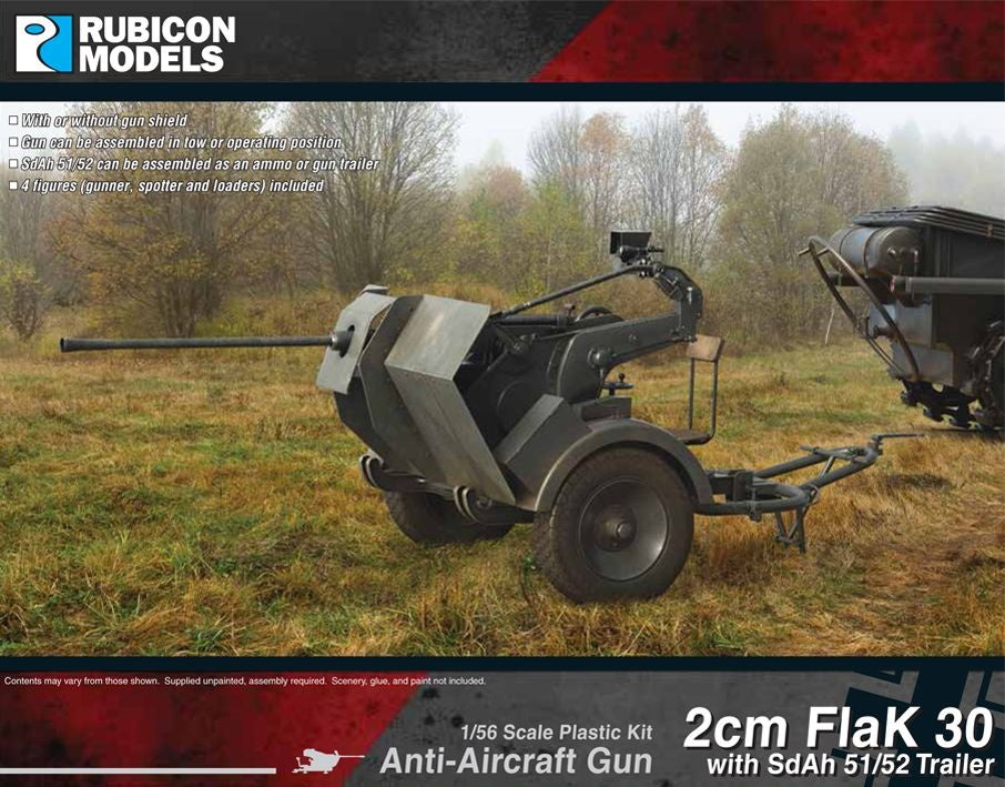 Rubicon Models 2cm Flak 30 with SdAh 51/52 Trailer AntiAircraft Gun