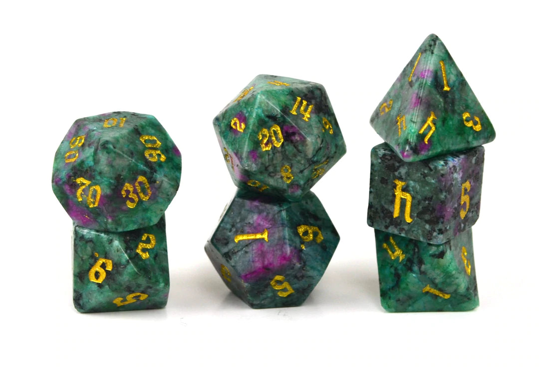 Level Up Dice - Ruby in Zoisite Polyhedral Dice Set (HP)