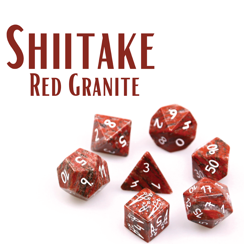 Level Up Dice - Shiitake (Red Granite)
