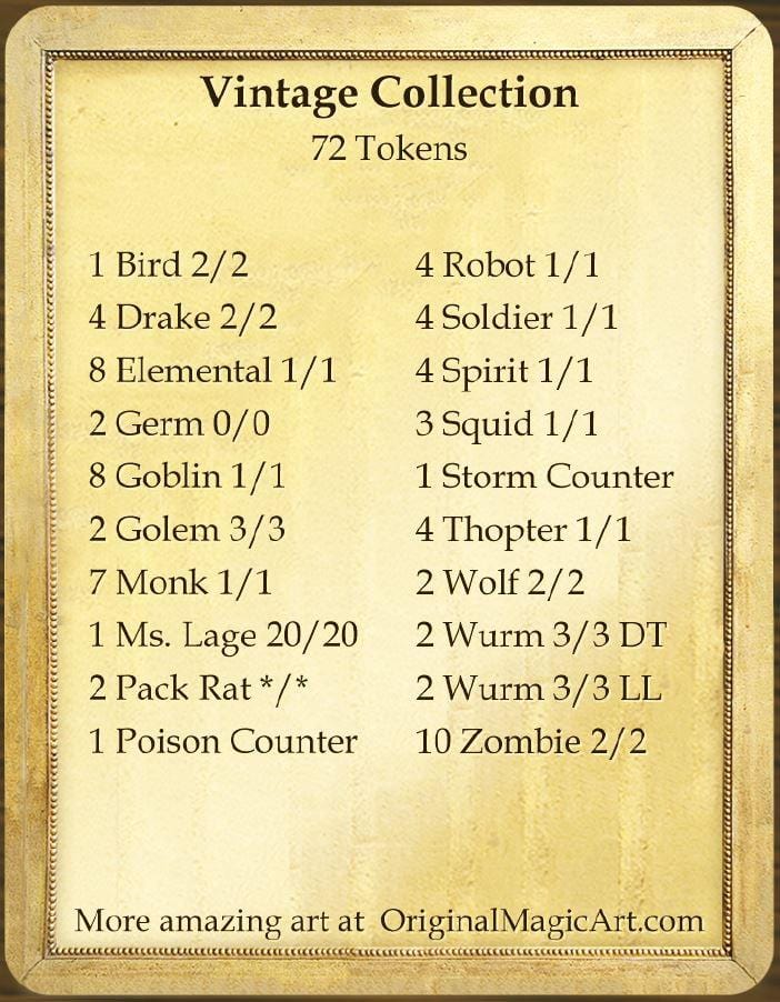 Classic Art Tokens Vintage Collection