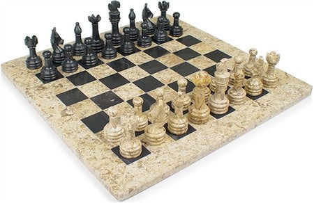 Onyx Chess Set 12 Fossil/Black