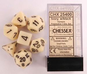 Chessex - Opaque Polyhedral 7-Die Set - Ivory/Black (CHX25400)