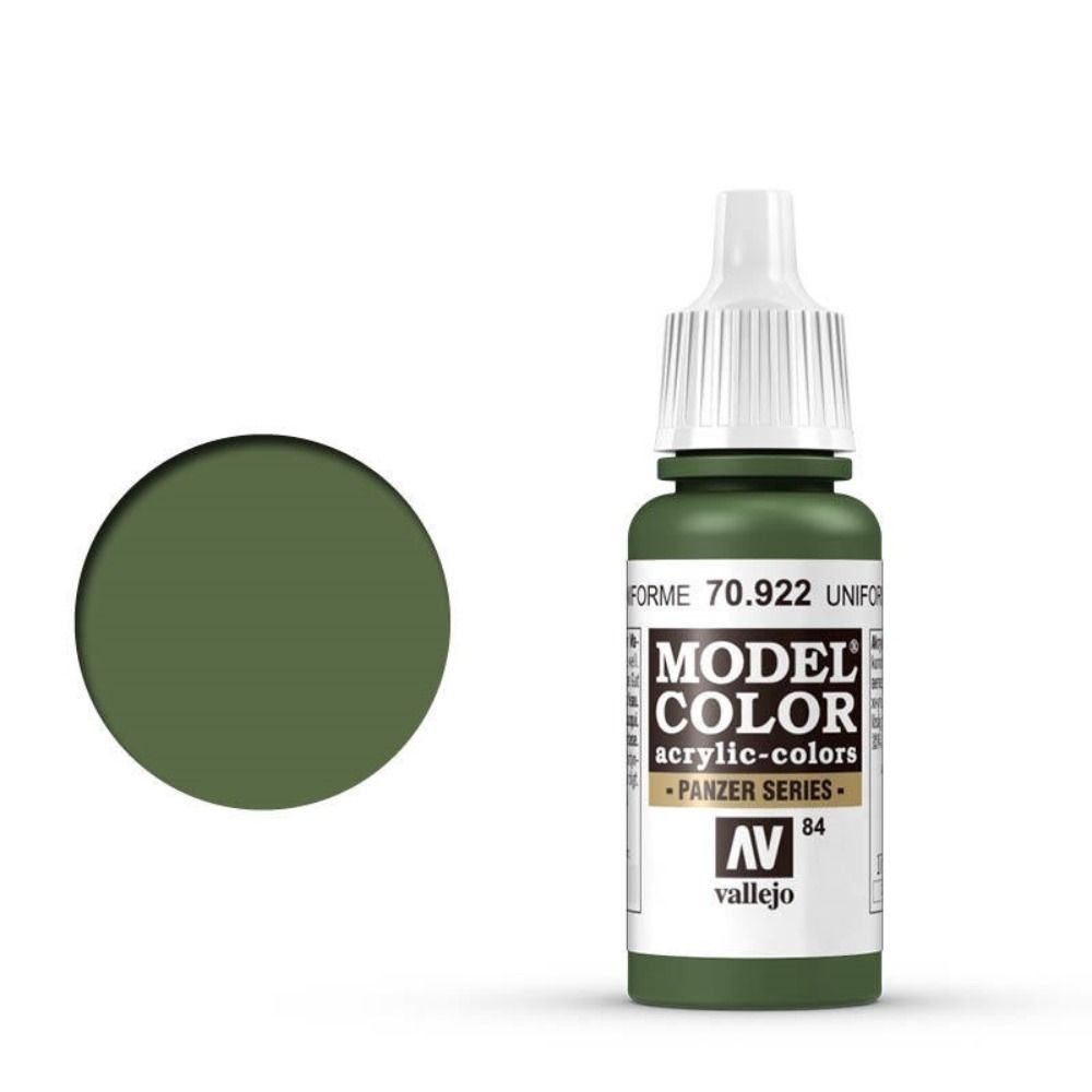 Vallejo Model Colour - Uniform Green 17ml Acrylic Paint (AV70922)