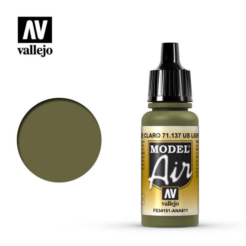 Vallejo Model Air - Us Light Green 17ml Acrylic Paint (AV71137)