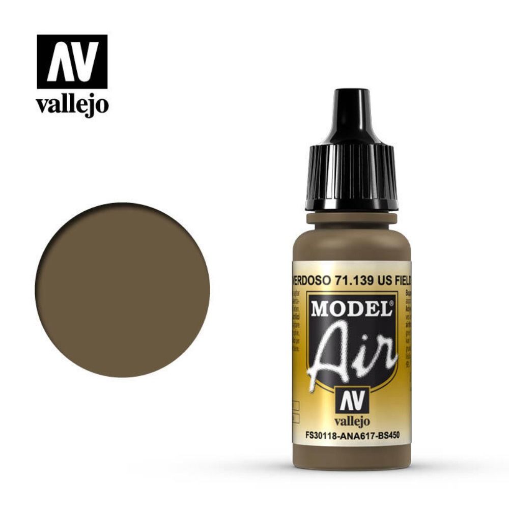 Vallejo Model Air - Us Field Drab 17ml Acrylic Paint (AV71139)