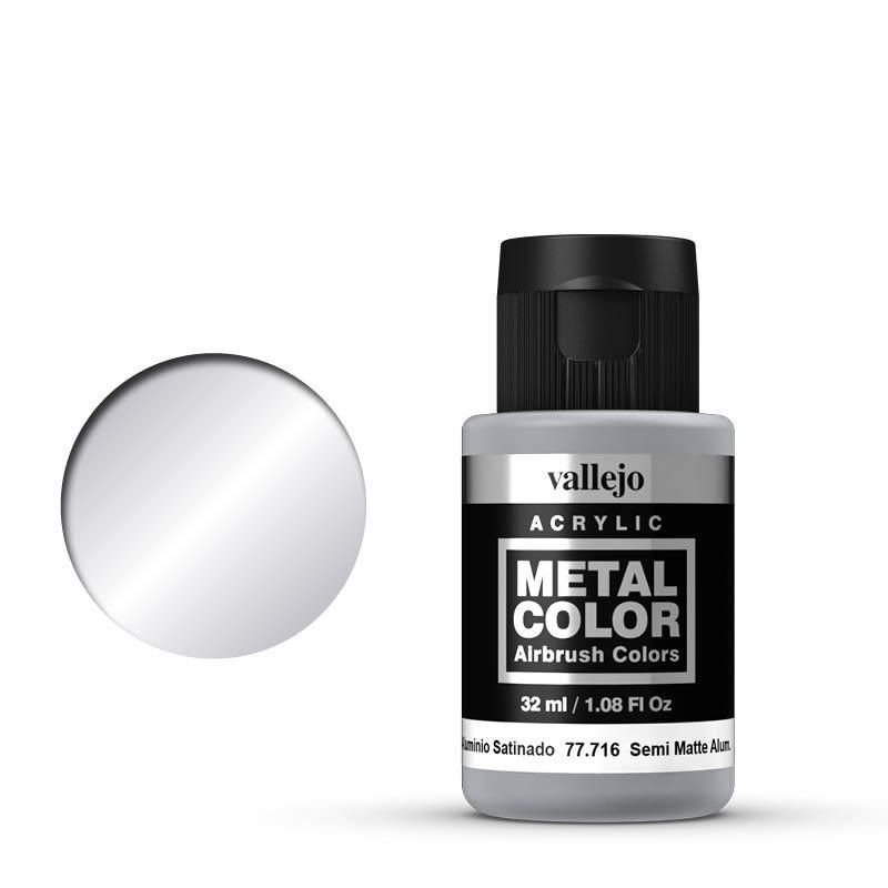 Vallejo Metal Colour - Semi Matte Aluminium 32ml Acrylic Paint (AV77716)